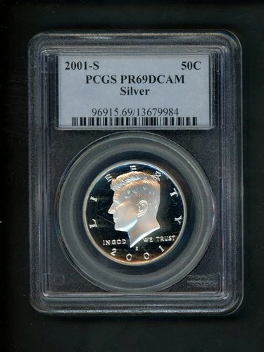 2001-S SILVER US Kennedy Half Dollar 50c .50 PCGS PR69 DCAM Proof Deep Cameo Gem