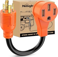 Nilight RV Generator Adapter Cord 30Amp to 50Amp 4 Prong 30M Locking 4Pin/50F 