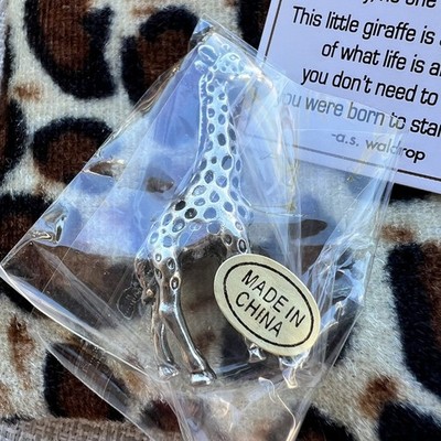 GG2 ALWAYS STAND TALL Silver giraffe charm pocket figurine Ganz mini 