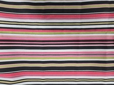 Waverly Upholstery Fabric Beach Umbrella Sun N Shade Pink Black Stripe 1.5 Yds