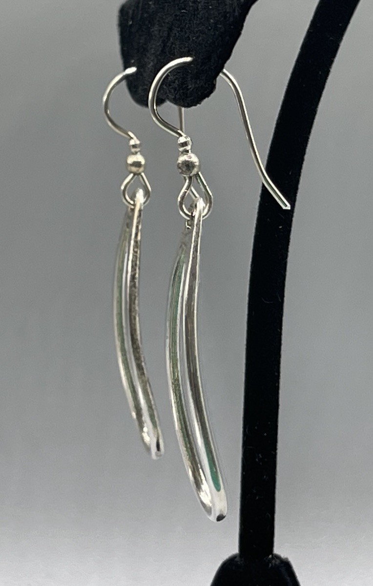 Handmade sterling silver long loop dangle earring… - image 4