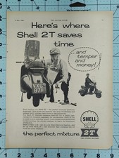 1960 Shell 2T Two-Stroke Mixture Print Ad Vespa Scooter Petroliana Original