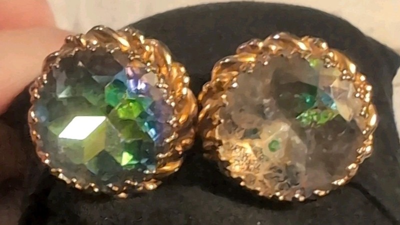 Vintage Crystal Gold Tone Cufflinks