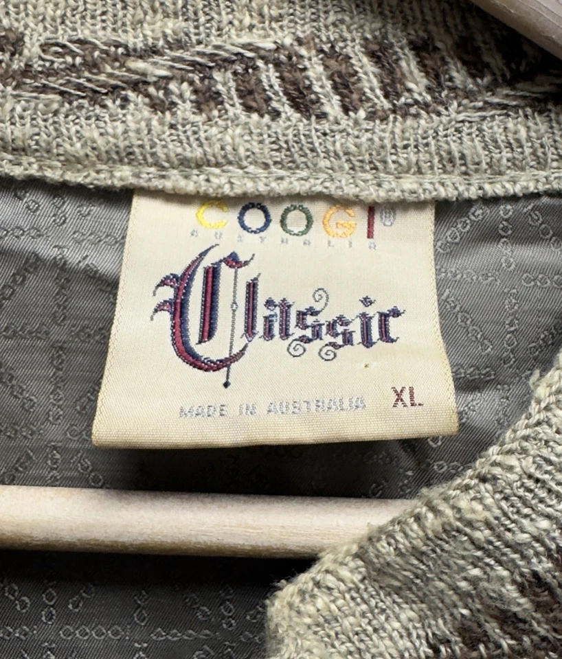 Coogi Classic Vtg Mens XL Full Zip 3D Cable Knit Brown Suede Leather Wool Jacket - Image 3 of 4