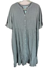 National since 1952 Leisure Garden Dress House Dress Gray Stripe Size L Pockets