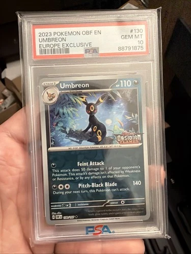 💎 2023 POKEMON OBSIDIAN FLAMES STAMPED EUROPE EXCLUSIVE #130 UMBREON PSA 10 💎