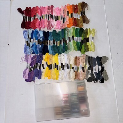 101 Embroidery Floss Skeins With Storage Container Unbranded DMC Cross Stitch