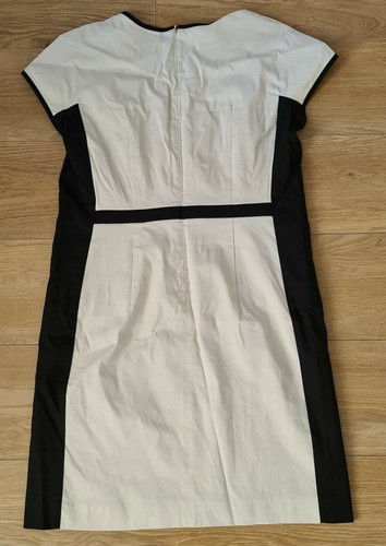 DKNY creme black Colour Block SLEEVELESS A-LINE DRESS Size Large - Picture 4 of 8