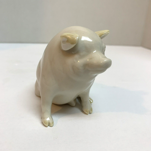 Vintage Belleek Ireland Porcelain Pig Figurine Figure 6th Green Mark 4” Long - Picture 5 of 6
