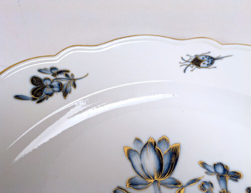 Große MEISSEN Platte Servierplatte 19. Jh Blau Blumen Insekten GOLD 38,5 cm - Bild 11 von 24