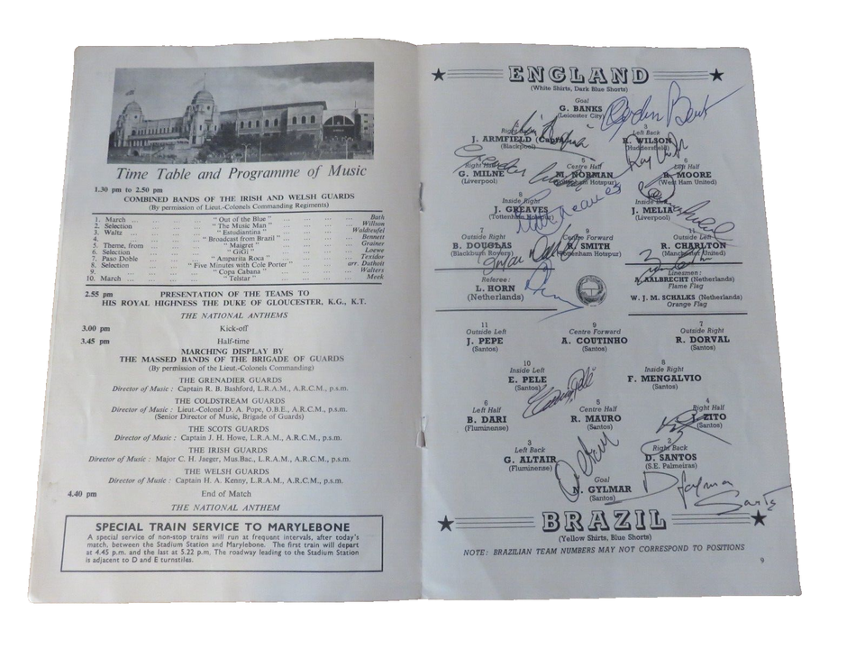 ENGLAND v BRAZIL 1963 Programme Multi Signed eBay