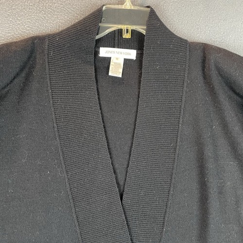 VTG Jones New York Cardigan Size M NWT Black Gold Buttons V-Neck Lambswool 80s - Picture 2 of 10