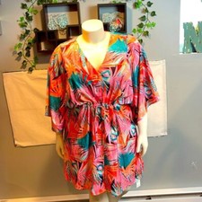 Cupshe Boho Floral Tropical Leaf Kimono Style Dress or Coverup Size XL RefCPS047