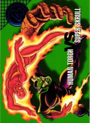 HUMAN TORCH SUPER SKRULL #74 BASE 1996 Marvel Vision Embossed Collectible Card