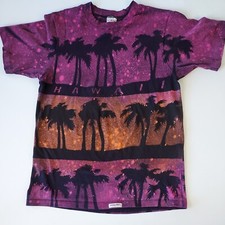Vintage Hawaii Crazy Shirts Tie Dye Palm Trees Single Stitch USA Made Size M