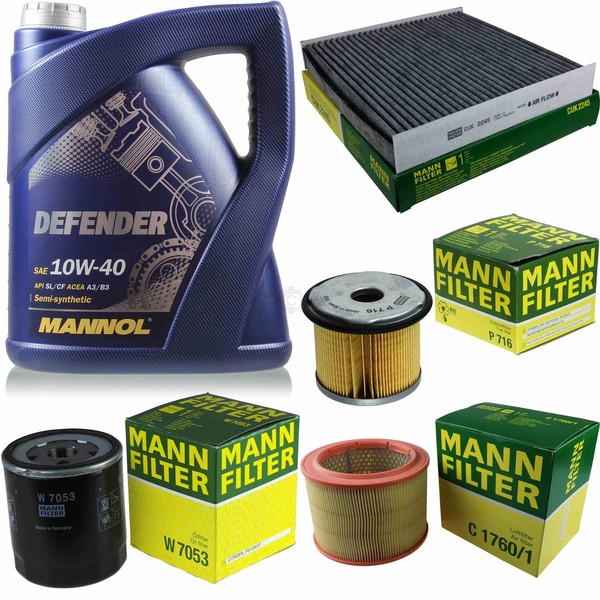 Mann Inspektionspaket 5L Mannol Defender 10W-40 FüR CitroëN Berlingo Kasten 1.8-image