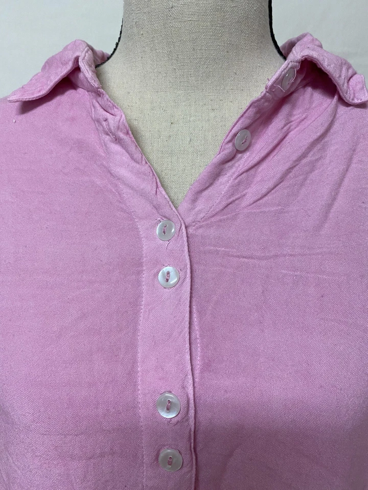Camisa para mujer Gunit Fashions rosa ombre abotonada talla L 100% Rayón Hecho en Infia Foto 2 de 4