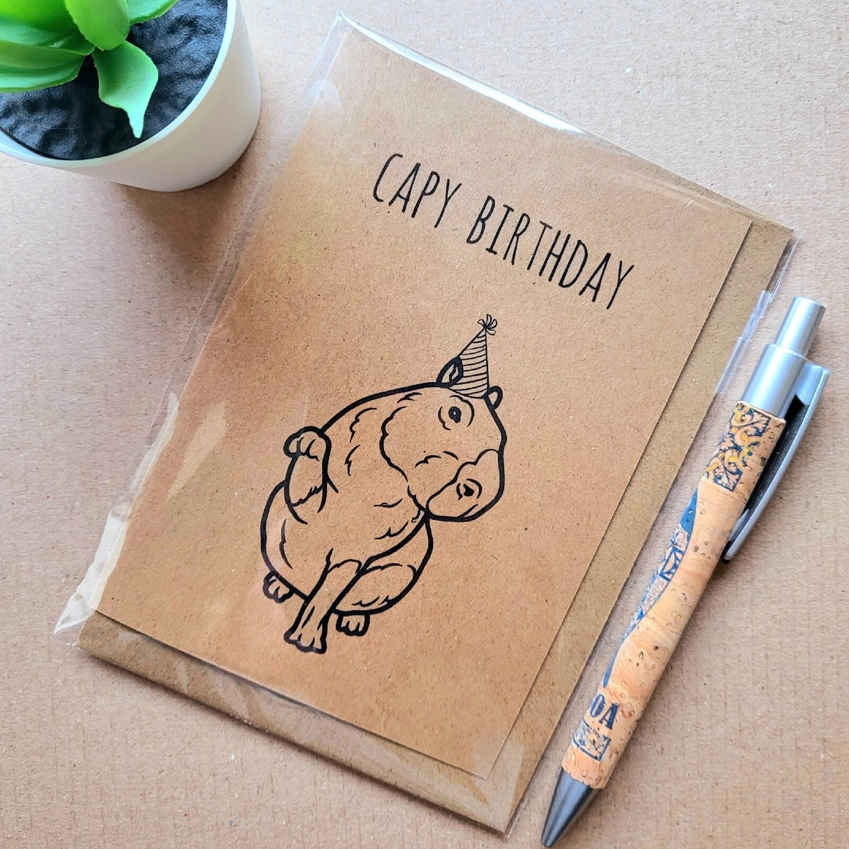 Funny Capybara Birthday Card - Blank Inside Greeting Card With Envelope 5x7 Inches