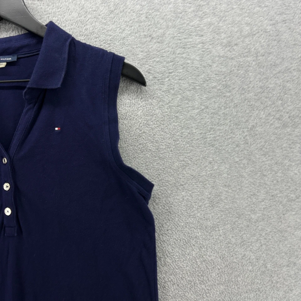 Tommy Hilfiger Vestido Mujer Medio Azul Cambio Sin Mangas Camisa Vestido Polo De Colección Foto 3 de 4