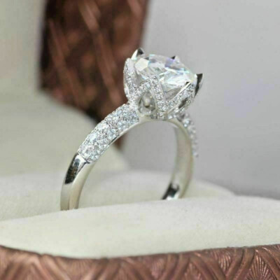 2 Ct Round Cut Diamond Women's Engagement Wedding Ring 14K White Gold ...