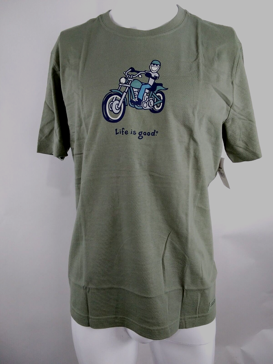 Life is Good Men Short Sleeve Crusher Tee Motorcycle Jake Green