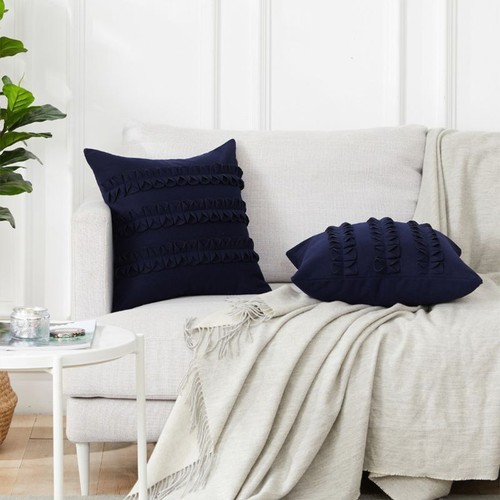 Plain Solid Color Throw Pillow for Case 3D Handmade Flowers Velvet Cushion Cover - Picture 4 of 13