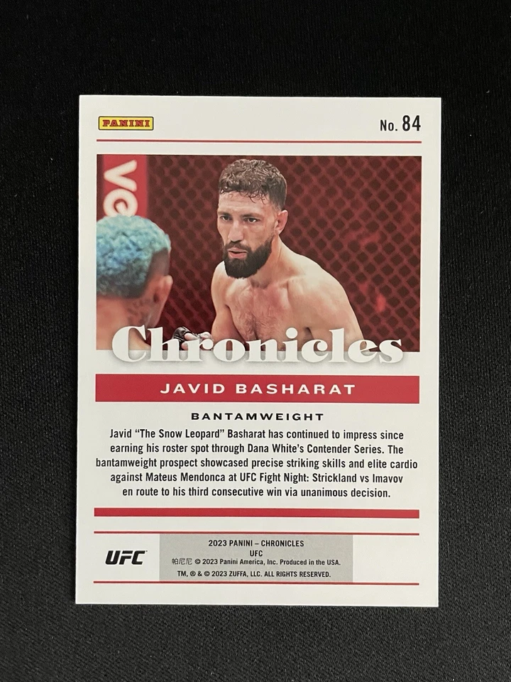 2023 Panini Chronicles UFC Purple Javid Basharat RC /49 Rookie - Image 2 of 2