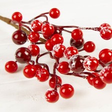 Lot of 12 Frosted Burgundy Artificial Berry 17" Floral Stems