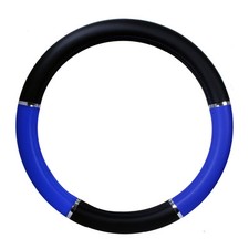 Steering Wheel Cover 18 Heavy Duty Black Blue W Chrome Trim