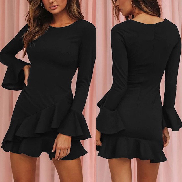 ladies bell sleeve dresses