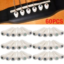 60Pcs Guitar Bone Pin with Green Abalone Shell Dot Luthier Bridge Saddle Nut DIY