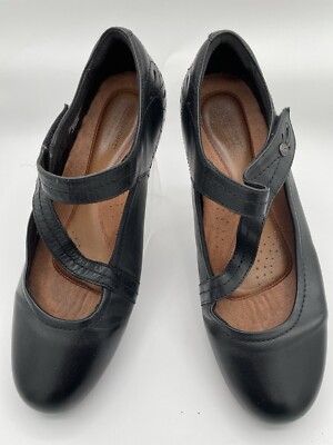 Rockport Cobb Hill Black Leather Sharleen Maryjane Strappy Shoes Women’s  Size 10