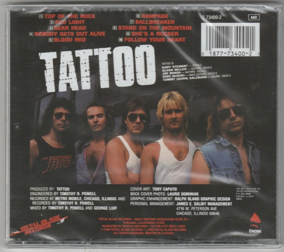 TATTOO - BLOOD RED CD NEW AND SEALED RARE METAL BLADE / ENIGMA - Image 2 of 2