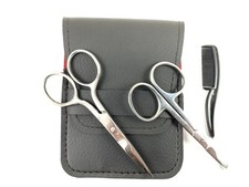 Mens 3 Piece Facial Grooming Kit Scissors And Comb For Mustache And Beard