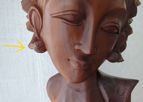 Vintage Hand Carved Balinese Lady Wood Sculpture Indonesia - Picture 14 of 18