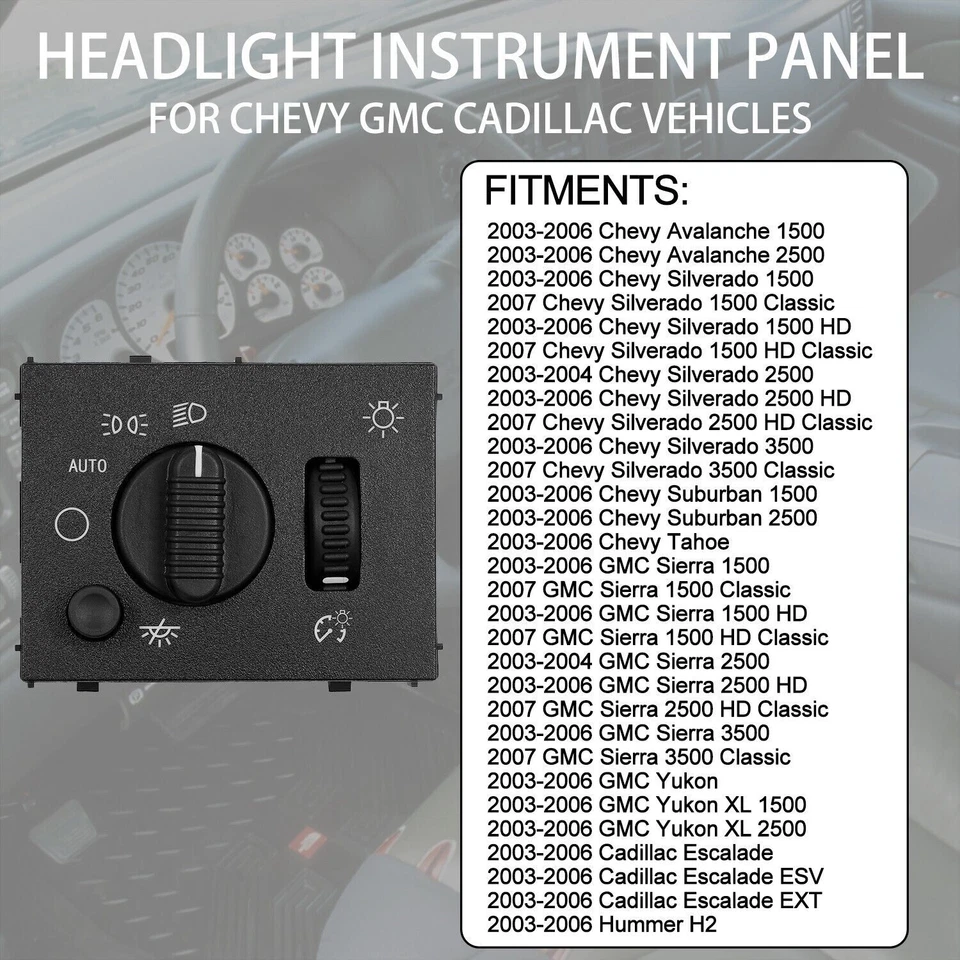 Headlight Switch & Fog Light Switch Button for 03-07 Chevy Silverado GMC Sierra Foto 3 de 4
