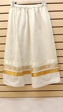 LARGE HOMEMADE WHITE/TAN FLOWER DESIGN NATIVE AMERICAN INDIAN RIBBON DANCE SKIRT