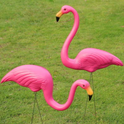 2 Stück Garten Rosa Flamingo Vogel Rasen Teich Figur Ornamente Terrasse Statue Figur