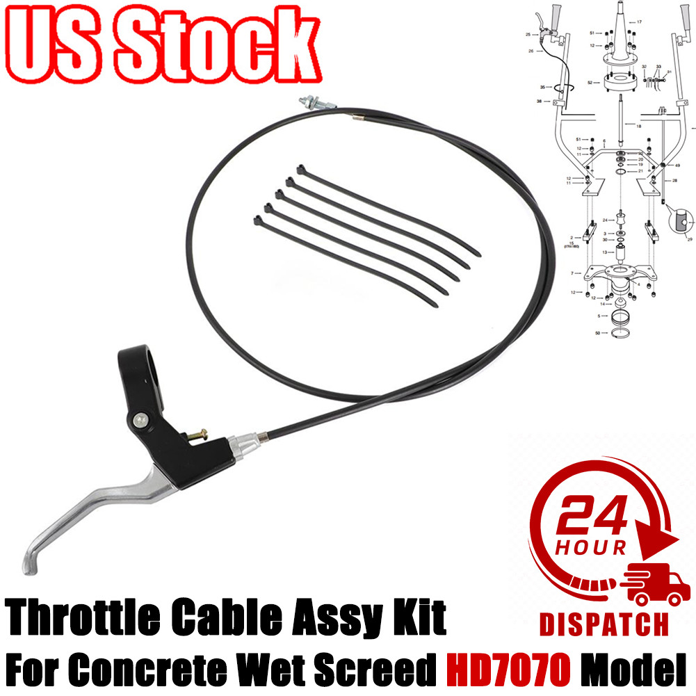 Throttle Cable For Concrete Wet Screed w/ Aluminum Throttle Control Lever Assy
