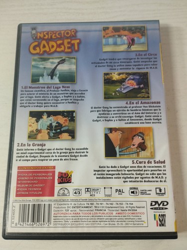 El Inspector Gadget 5 Episodios Vol 1 Animacion - DVD Region 2 Español Ingles Am - Imagen 2 de 5