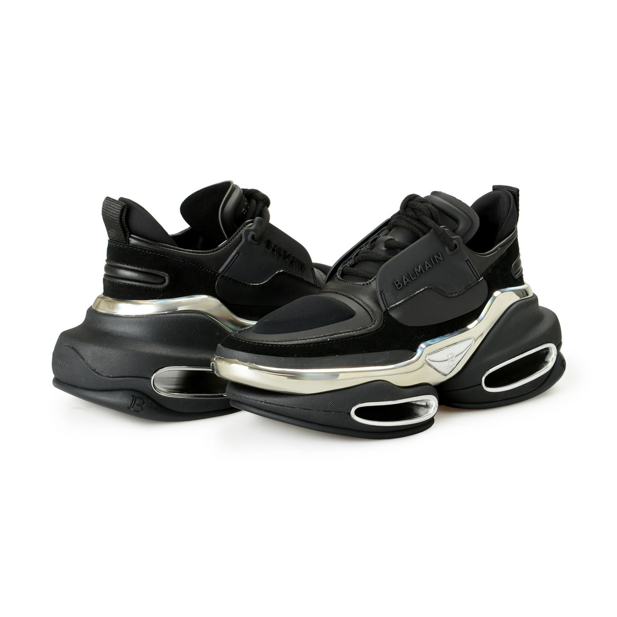 BALMAIN ブラック モノグラム B-Bold ローカットスニーカー