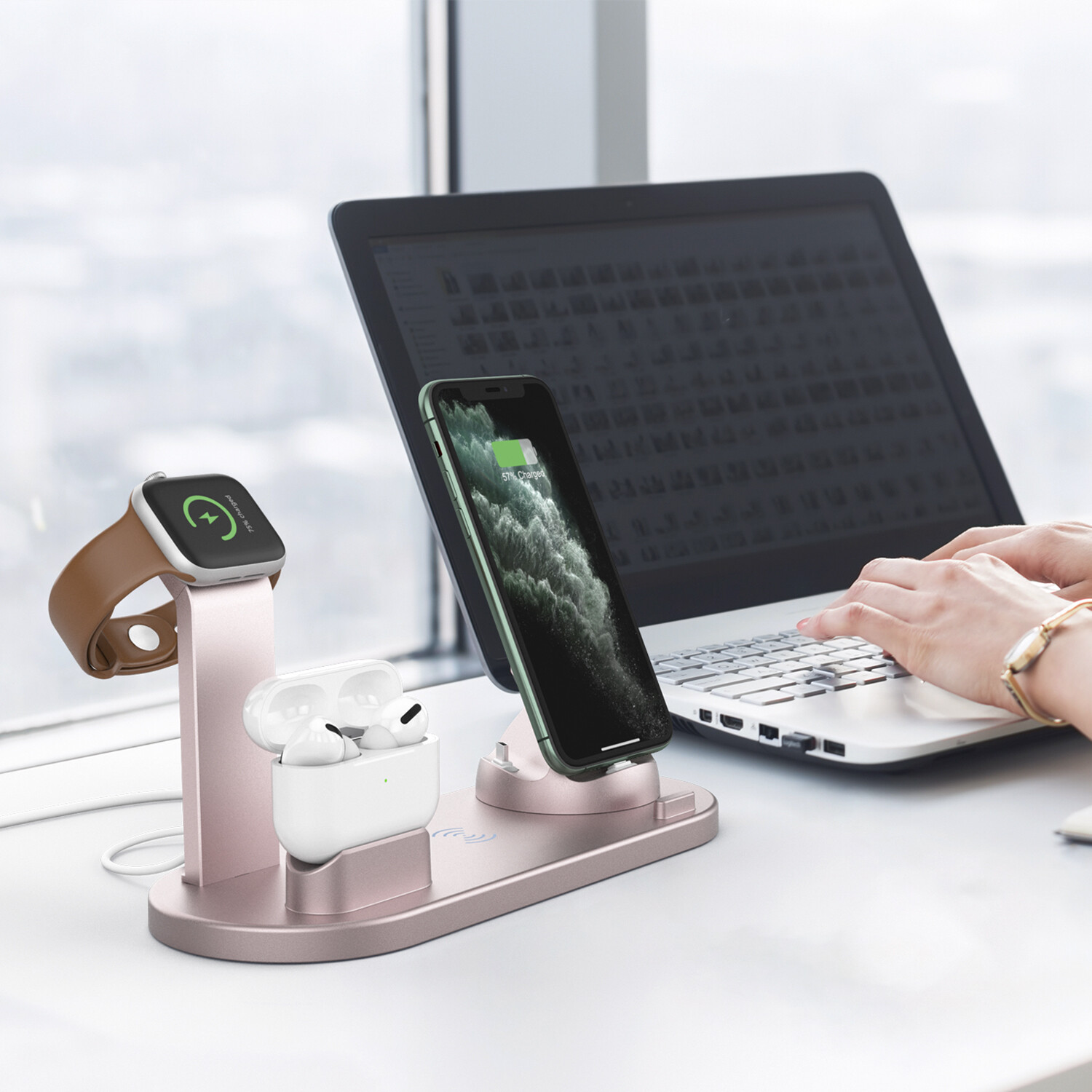 3 in 1 Wireless Charger Dock Charging Station For Apple Watch iPhone 12