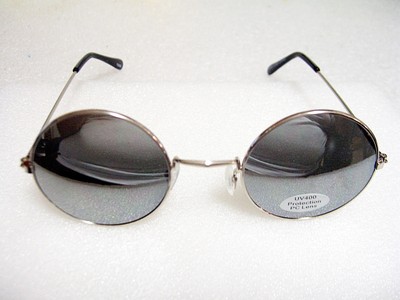 Round small silver mirrored Sunglasses Vintage 90s John Lennon Small Lens Round Retro Glasses Black Silver John Lennon  main image 2