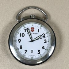 Victorinox Swiss Army Military Silver Tone Quartz 48mm Pocket Watch