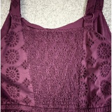 Lane Bryant Plum Eyelet Smocked Fit Flare Dress Size 16 Cottagecore Boho Chic