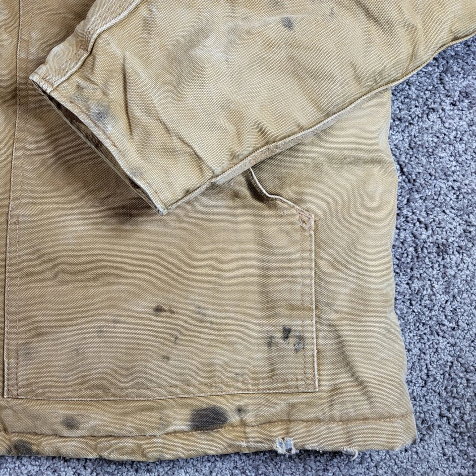 Vtg Carhartt Mens C03-BRN Chore Coat Canvas Quilted Lined Barn Coat Size 46 Read - Image 4 of 4