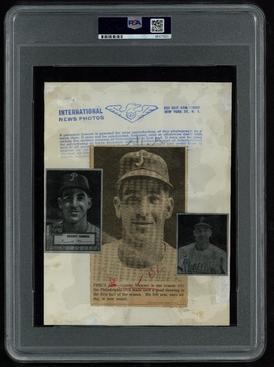 1952 Topps Image Granny Hamner PSA Type 1 Photo 1951 Berk Ross Image INN Photos view 2
