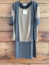 NWT!  A'reve two-piece, sweater Dress.  Grey & Tan color Block ~ Size Large