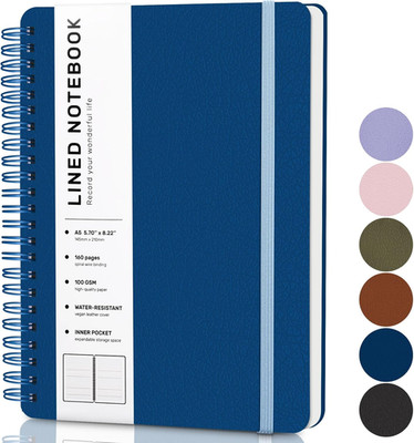 Lined Spiral Journal Notebook with 160 Pages, 8×5.7in, A5 Spiral Notebook, Journ
