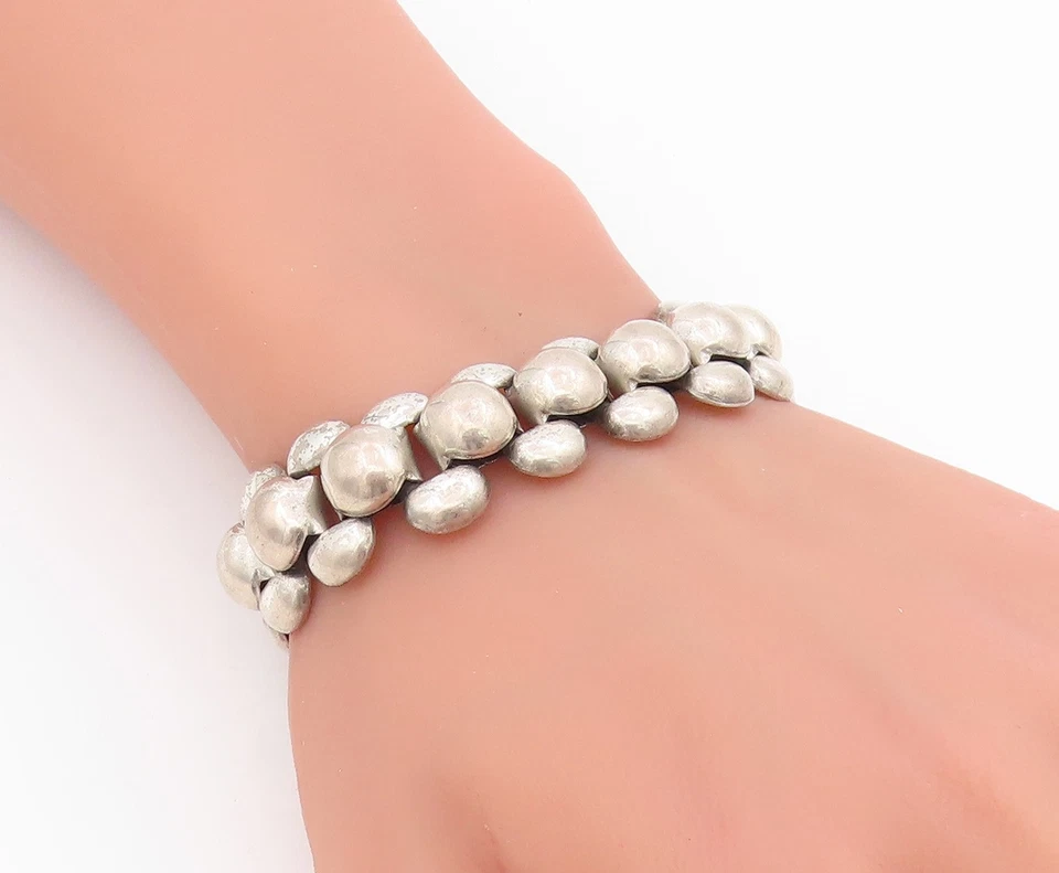 Pulsera vintage de plata de ley 925 cadena modernista con cuentas Danecraft BT11517 Foto 3 de 4